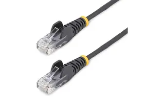 StarTech 5ft Black Slim CAT6 Ethernet Cable, Snagless, 100W PoE, UTP, LSZH, 28AWG Bare Copper Wire, Slim RJ45 Network Patch Cord, Fluke Tested N6PAT5BKS
