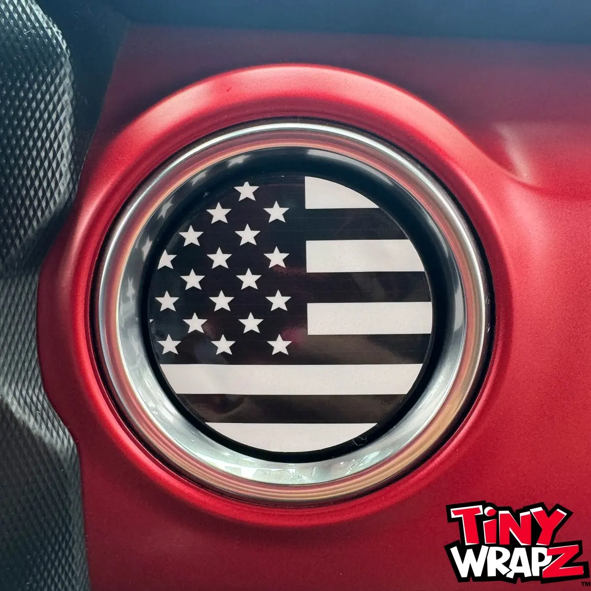 Jeep AC Vent Black & White American Flag 4 x Decals Fits 2011-2026 Wrangler JK Wrangler JL Gladiator
