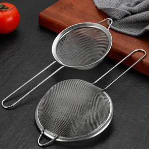 Stainless Steel Fine Mesh Filter, 2 Counts Oil Tray Bird's Nest Colander Strainer, Egg White Separation, Flour Sieve, Baking Tools, Food Filter Tools, Kitchen