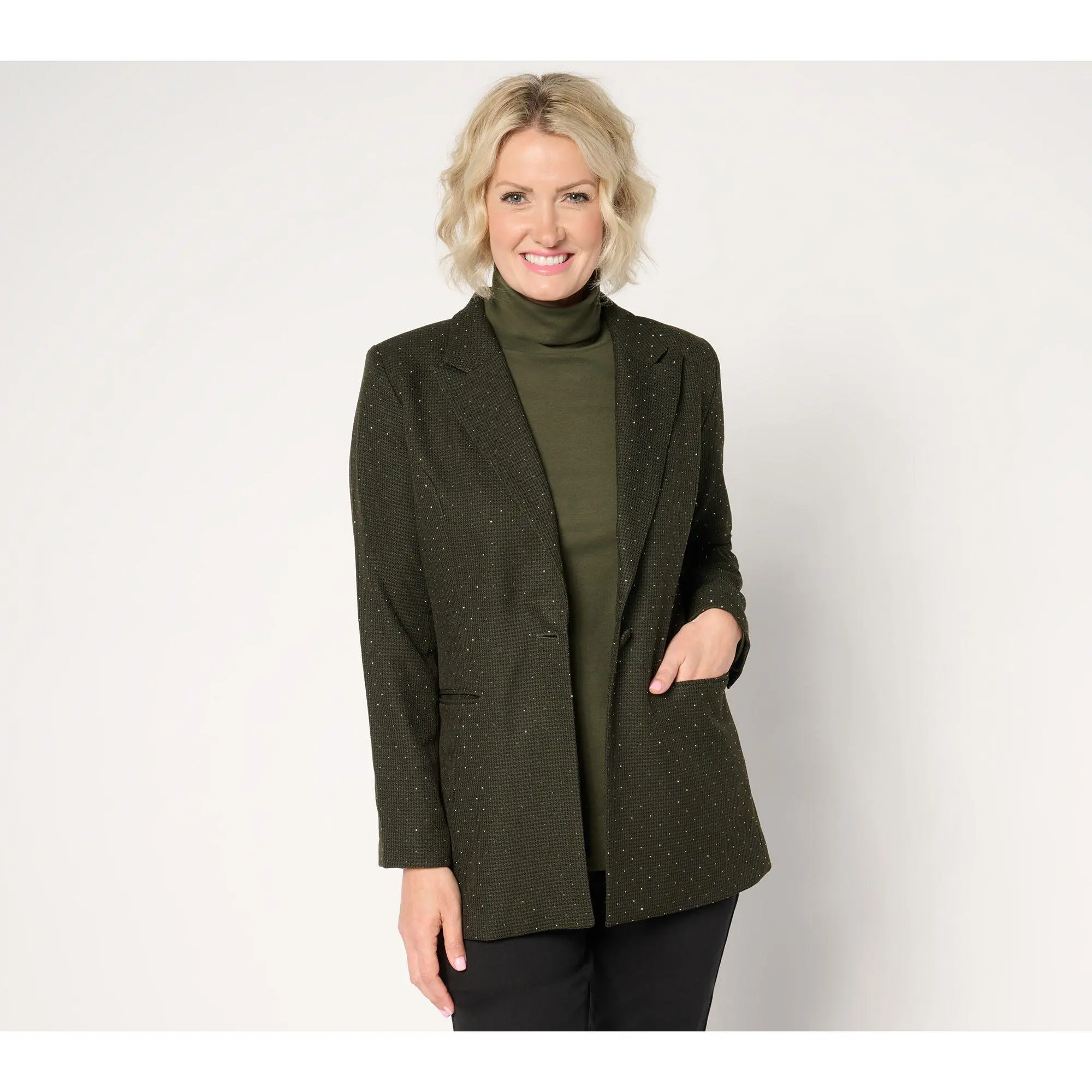 Belle by Kim Gravel Houndstooth Sparkle Blazer