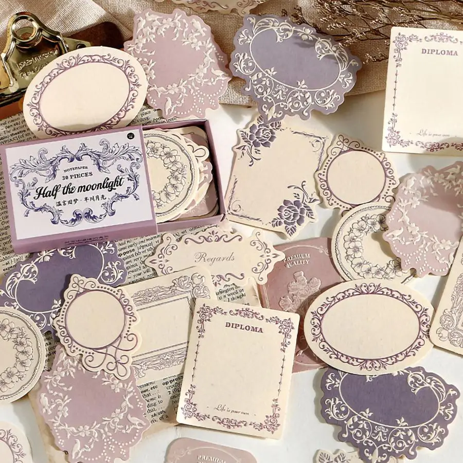 Vintage Pattern Paper, 30pcs/set Mini Colorful Exquisite Creative Notepad, DIY Decals for Water Bottle, Laptop, Phone Case, Scrapbooking, Journal Maki