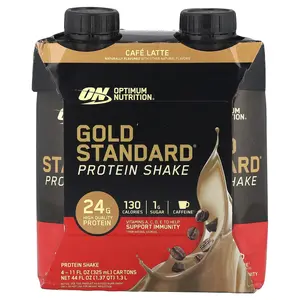 Optimum Nutrition Gold Standard® Protein Shake, Cafe Latte, 4 Cartons, 11 fl oz (325 ml) Each