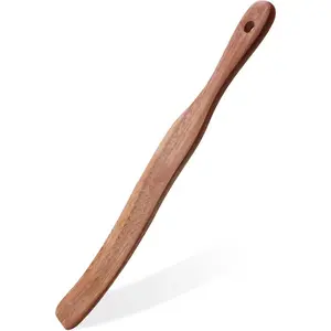 Spurtle for Sourdough Starter, Mixing, dough whisk, Reaching Bottom of Jar, Natural from High Moist Resistance Teak, wooden bread making tools, NonStick Cookware