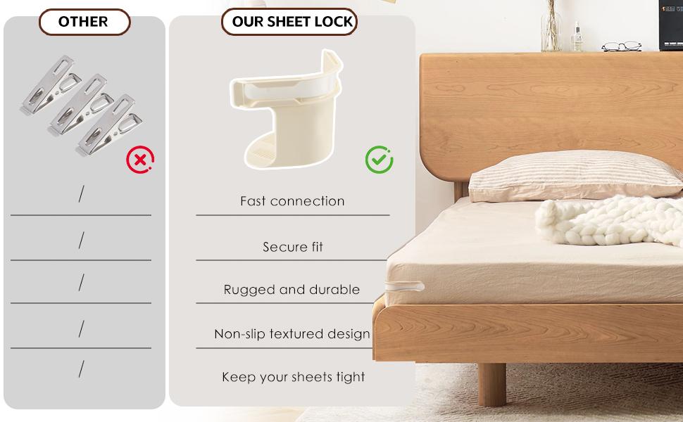 Sheet Holders 4-Pack - Heavy-Duty Corner Grippers to Keep Sheets Tight on Mattress, Easy Installation No Tools Needed, Suitable for All Mattress Types