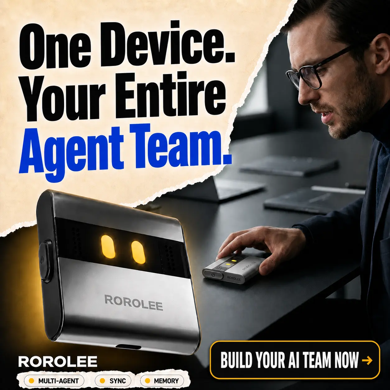 ROROLEE Pocket AI Agent, Personal AI Workstation with Voice Capture, AI Transcription, Long-Term Memory & Multi-Agent Support