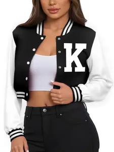 Women's Baseball Jacket, Knit Spring Transition Casual Formal Wear, Durable Easy Care, Fitted Style for Fall & Winter Seasons