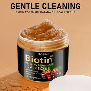 Rozino Biotin Rosemary & Banana Oil Scalp Scrub for Itchy Scalp Dandruff Buildup Removal & Hair Growth with Scrubber Gentle Cleaning Moisturizing Caring for Hair