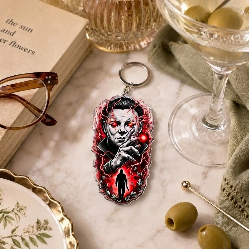 Spooky Michael Myers Horror Movie Acrylic Keychain Bag Charm for Horror Fans
