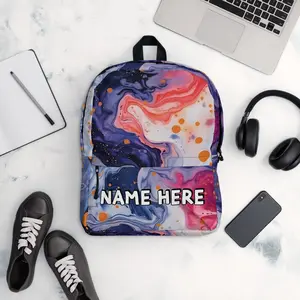 Custom Name Marble Backpack, Personalized Elegant Rucksack, Customized Minimalist School Bag, Abstract Gift, Marble Present