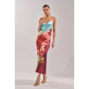 WORK OF ART SATIN MAXI DRESS