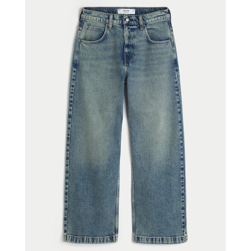 Hollister Dark Wash Graphic Super Baggy Jeans