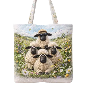 Sheep Quilted Tote Bag - Farm Animal Everyday Tote Bag, Soft Carryall for Daily Use
