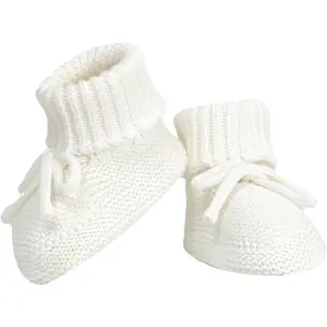 Unisex Baby Knit Booties, Cozy Warm Breathable Soft Soled Shoes, 0-3 Months Walking Shoes for Babies with Bow Tie, First Walkers for Infants