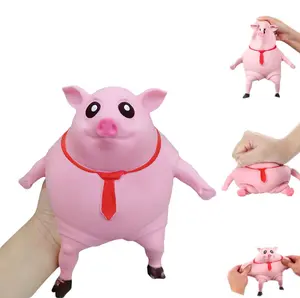 Stretchy Glue-Sand Filled Rubber Pig（Big）, Latex Piglet Soft Decompression Doll Toy, Animal High-Elastic Stretchable Decompression, Decompression Toy for Adults and Children (Pig-dad)