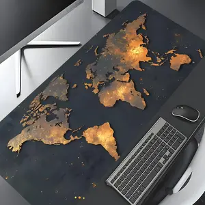 World Map Pattern Mouse Pad, 1 Count Rectangle Gaming Mouse Pad, Non-slip Rubber Base Mousepad, Office Desk Keyboard Mouse Mat for Home Office Game Room Desk, Desk Accessories