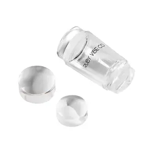 [RUBY VIBE CO] Clear Silicone Nail Stamper Set with Scraper & Extra Heads – Reusable Nail Art Stamping Tool for French Tips & Designs