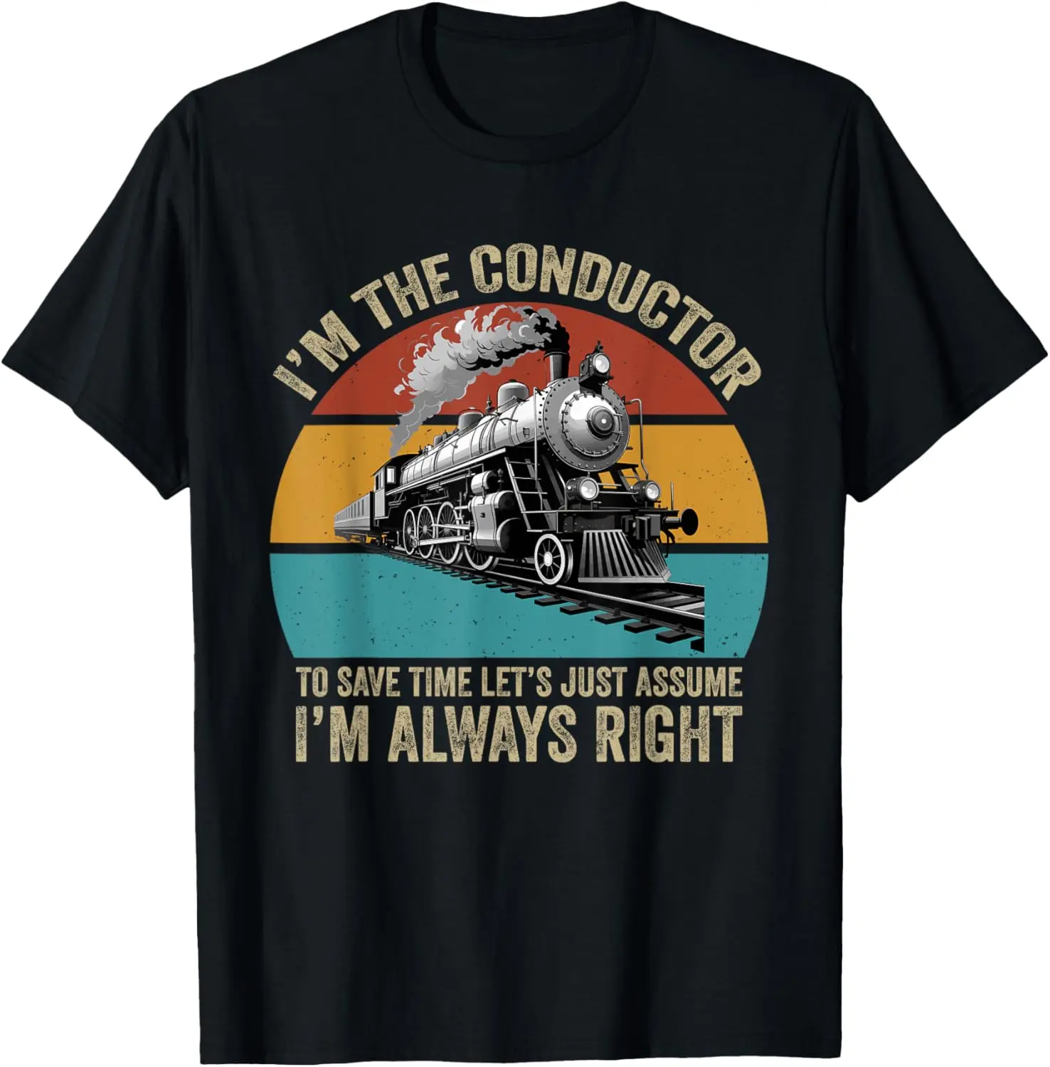 retro wagon train lover model railroad conductor funny train T-Shirt