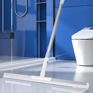 Wall-Mounted Floor Squeegee Scrubber,Shower Squeegee, Extension Pole 48" Long Handle, Wet&Dry Squeegee Mop for Floor Washing and Drying Shower Glass, Wood Surfaces