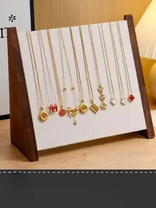 New Slanted Wooden Necklace Display Stand, Bracelet Pendant Showcase Board, Ring Jewelry Holder, 1pc Jewellery Display Rack