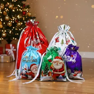25pcs Christmas Gift Bags, Festive Design, Assorted Styles, Perfect for Holiday Gifts, Durable Plastic Material, Ideal for Wrapping Presents, Candy Bag