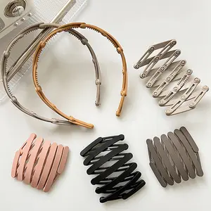 5pcs Retractable Headbands, Spring Wave Foldable Wide Headband, Non-slip, Compact and Portable Foldable Design Headband for Women Girls Washing Face Makeup Travel Outdoor, Fashion Hair Accessories