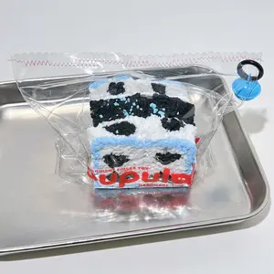 【Buy 3 get 1 free】Blue-Edged Cow Print Large Loaf taba squishy Food-Grade Silicone Slow-Rising Rebound Squishy Fidget Toys for Stress Relief - Soft Squeeze Toys with Thick Creamy Slime Texture, Handmade Non-Toxic Sensory Toys Rubber