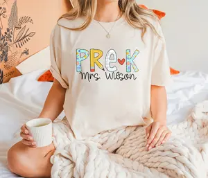 Comfort Colors Custom Name Pre K Teacher Shirt, Retro Pre K Teacher Shirt, Custom Name PreK Shirt, Back to School Shirt, Custom Teacher Appreciation Tee