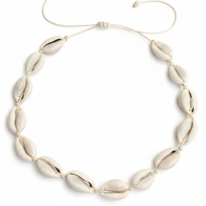 Natural Cowrie Shell Beads Necklace Adjustable Waterproof Daily Wear Jewelry