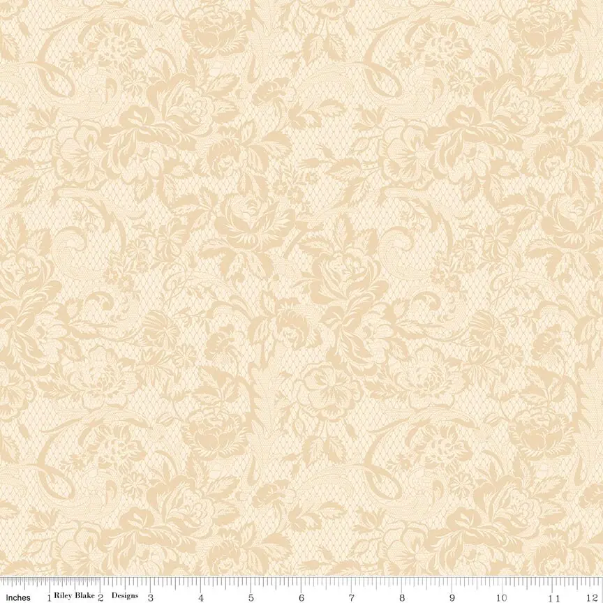 Fabric Riley Blake Cream Lace Rose & Violet's Bouquet des Fleurs by the Quarter Yard C17292-CREAM