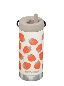 Klean Kanteen 12 oz TKWide Insulated Water Bottle with Twist Cap - Strawberry Print No Warranty Compact & Convenient Insulated Design Versatile Usage Drinkware Flasks