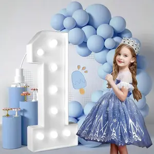 3FT/36 Inch Marquee Light up Numbers with White Lights,White Marquee Number 0-9 for Birthday Party Large Mosaic Frame Letter Cardboard Pre-Cut Foam Board Sign DIY Decorations Anniversary