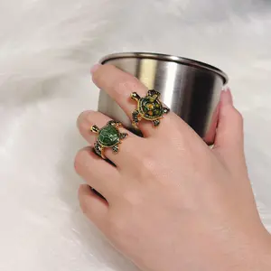 Lucky Ocean Turtle Ring, Adjustable Turtle Designed Ring Symbol of Ocean Wisdom and Lucky Suitable for Friendship,Family