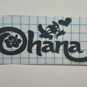 Ohana Vinyl Stickers with Heart and Flower Design for Personalization