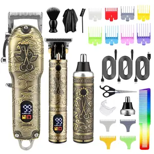 Professional Hair Clipper for Men Electric Hair Trimmer T-Blade Trimmer Cordless Mens Beard Trimmers Nose Hair Trimmers Three Types Barber Clippers Rechargeable Men Hair Cutting Grooming Kit hair  clipper