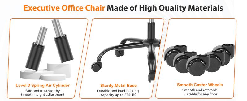 Ergonomic Office Chair, High Back Computer Mesh Swivel Rolling Desk Chair with Adjustable Headrest (Optional with/without Footrest)