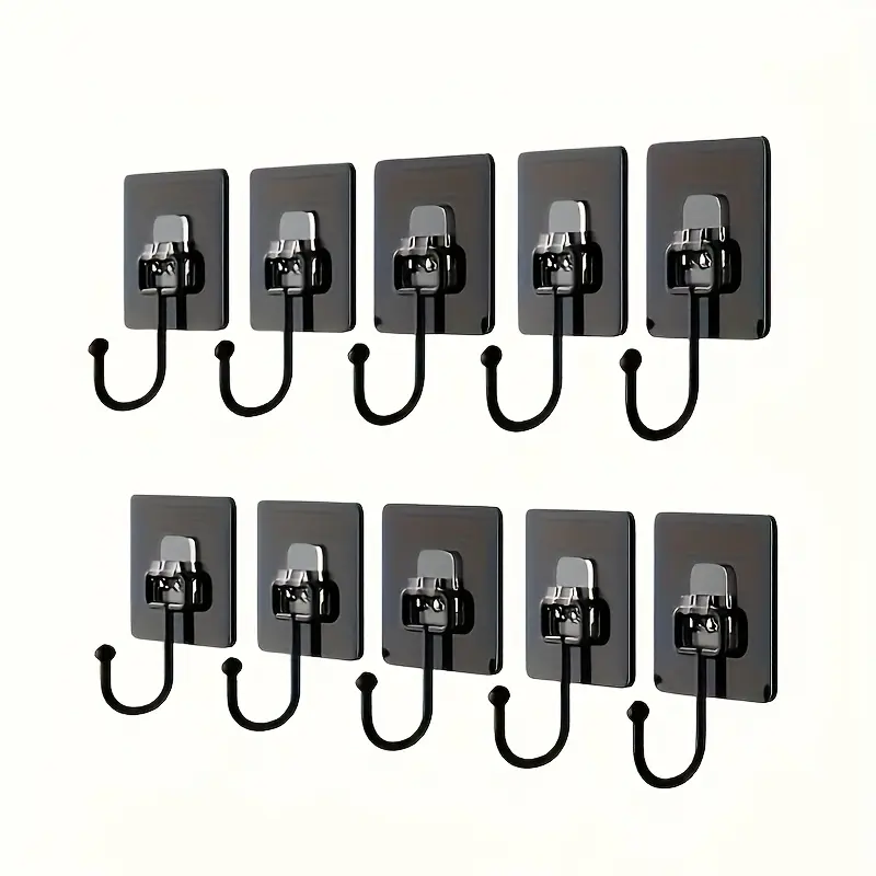 10 Pack High Quality Modern Style Heavy Duty Wall Hooks - Plastic, Self Adhesive Utility Hooks, Suitable For Coats, Towels, Keys - Easy To Install, Wall Mounted, Waterproof, Suitable For Bathroom, Kitchen And Home Use