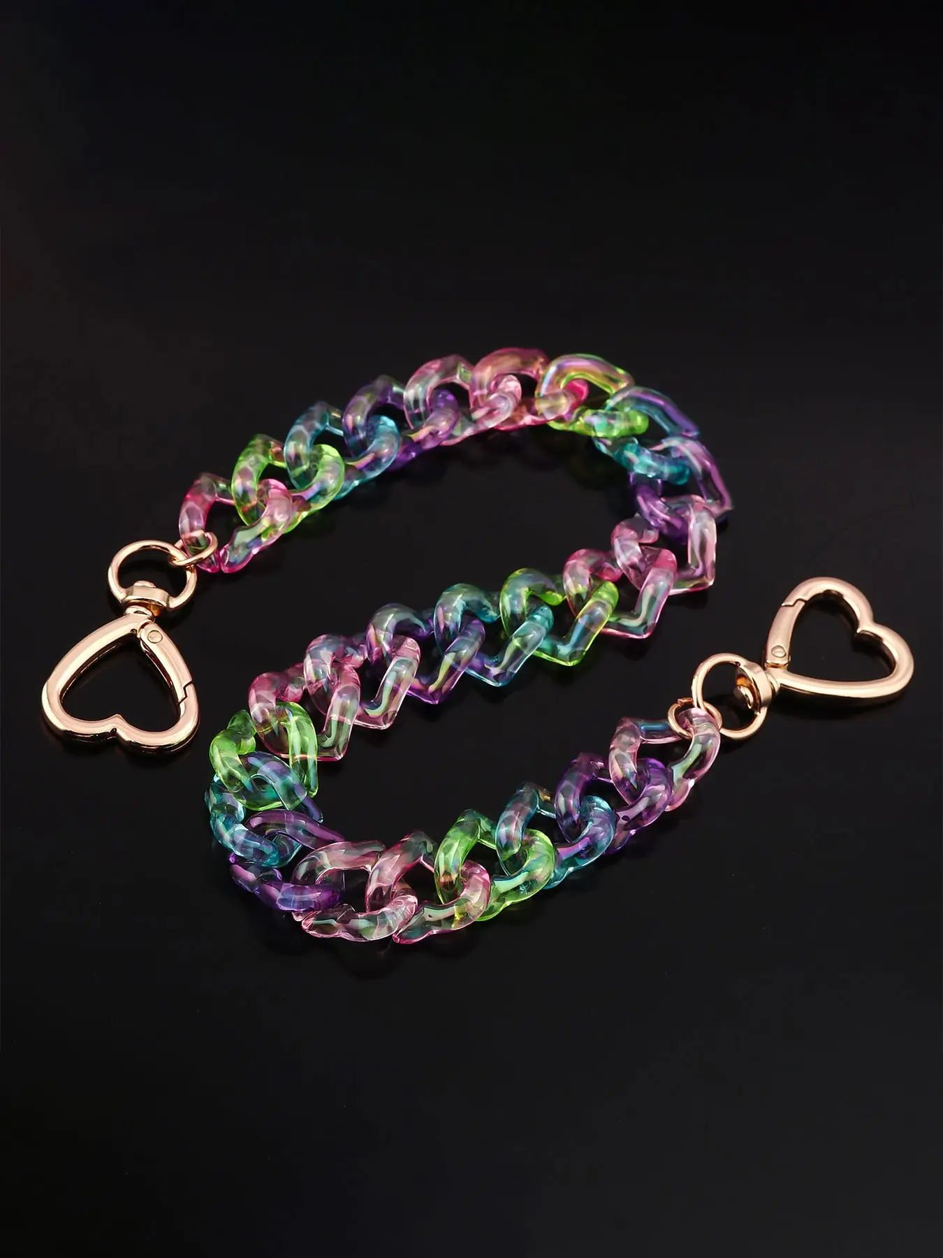 Colorful Acrylic Heart Bag Chain Charm Keychain, Heart Clasp Lobster Claw Purse Chain Charms, Keychain For Purse