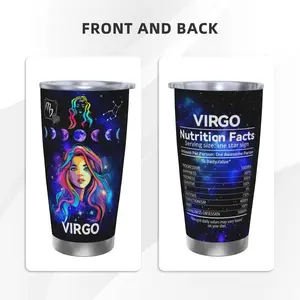 20-ounce Zodiac Sign Virgo stainless steel insulated cup, digitally printed with Zodiac Sign Virgo pattern, suitable for sports and daily use, durable and leak-proof, fashionable drinking vessel, With a straw and a lid Tumbler