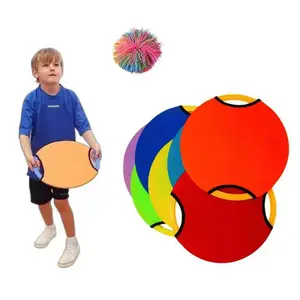 2PCS Outdoor Sports 28CM Flying Disc Trampoline Paddle Ball Game Toss and Catch Parent Child Interactive Sensory Toys Kids Adult
