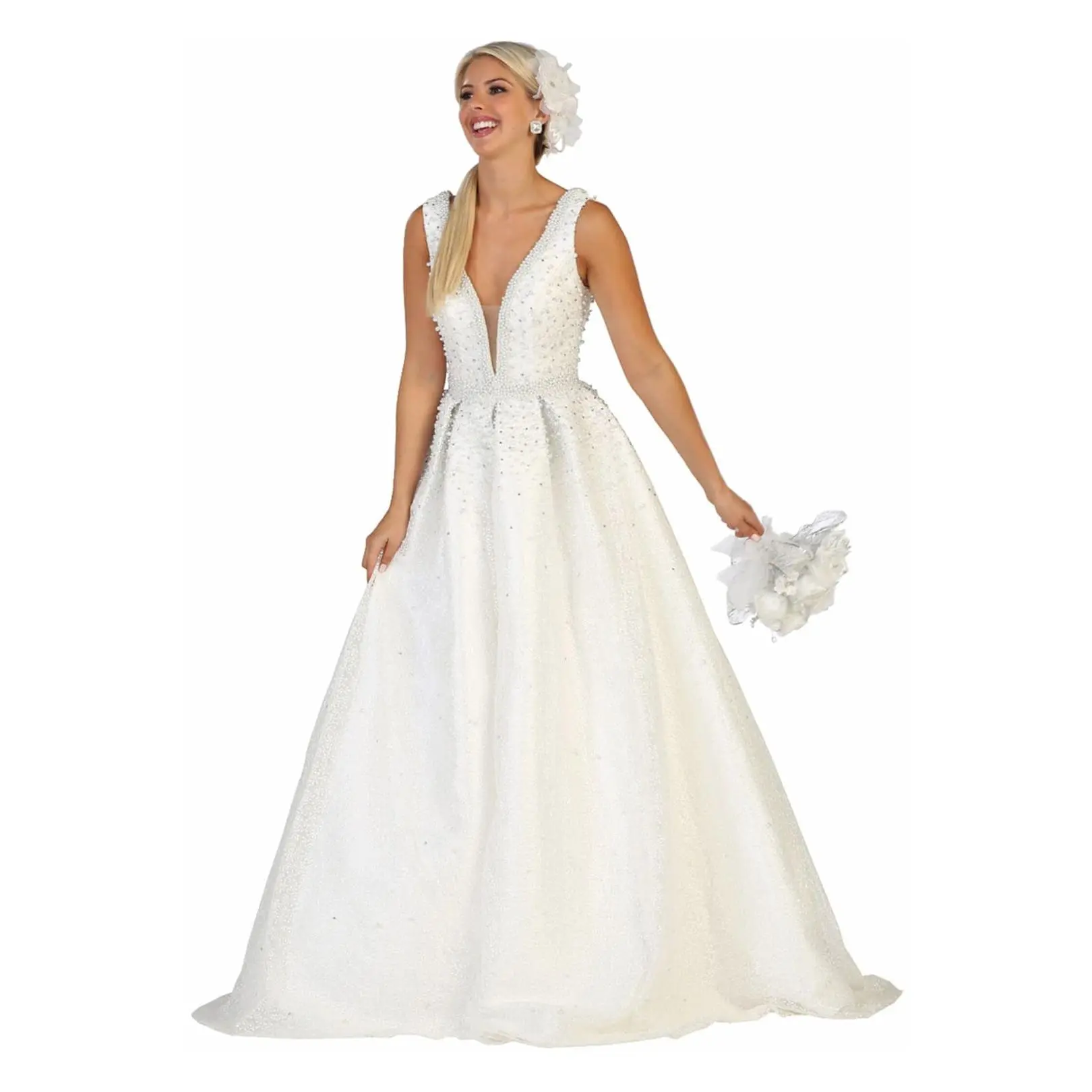 Layla K LK112 Ivory Sleeveless V-Neck Plus Size Wedding Gown