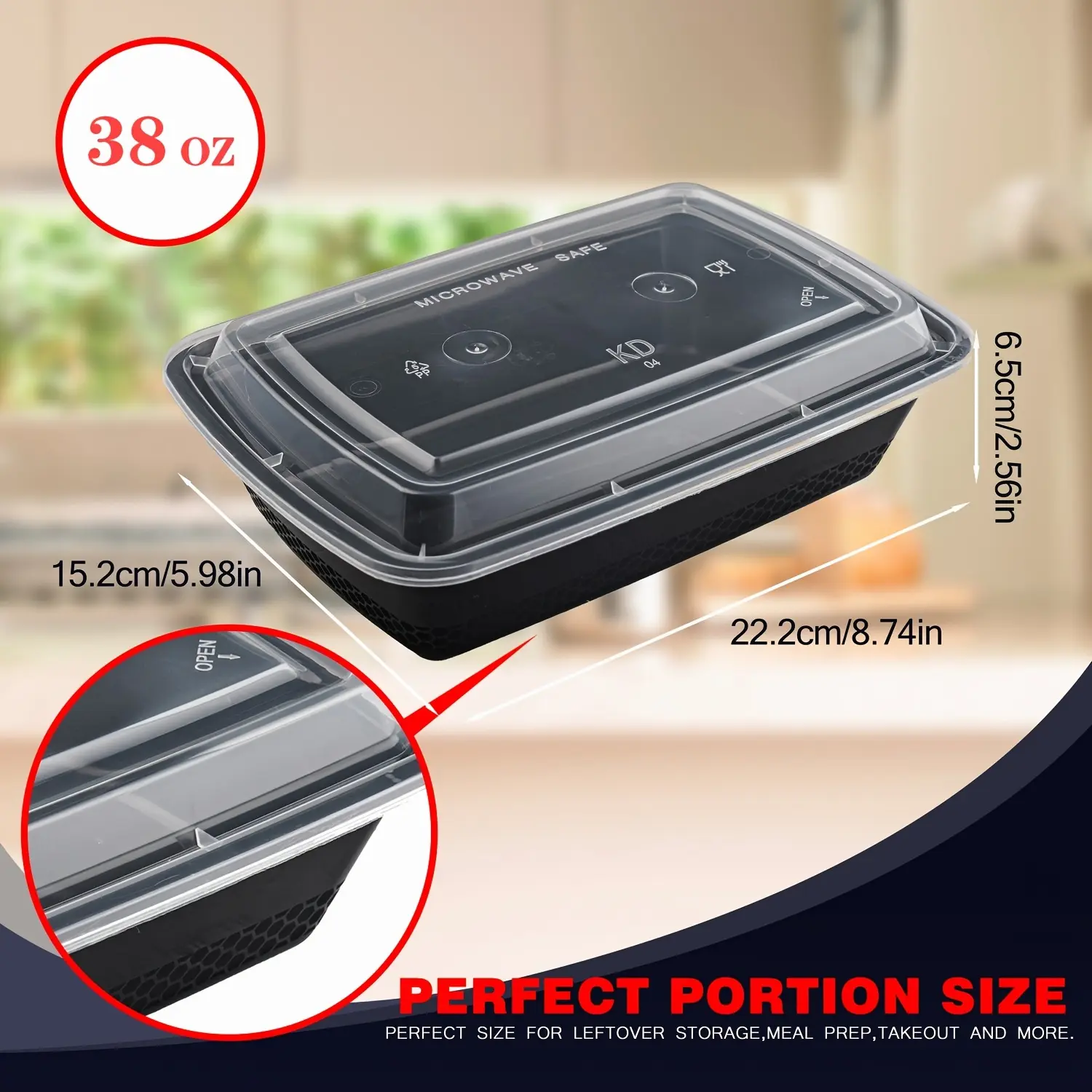 100pcs/ 200pcs 38oz Black Rectangular Meal Prep Containers Stackable And Leakproof Food Storage Container Set Disposale Bento Box Ideal for Takeout And Picnic Microwave & Dishwasher & Freezer Safe Easter Back to School