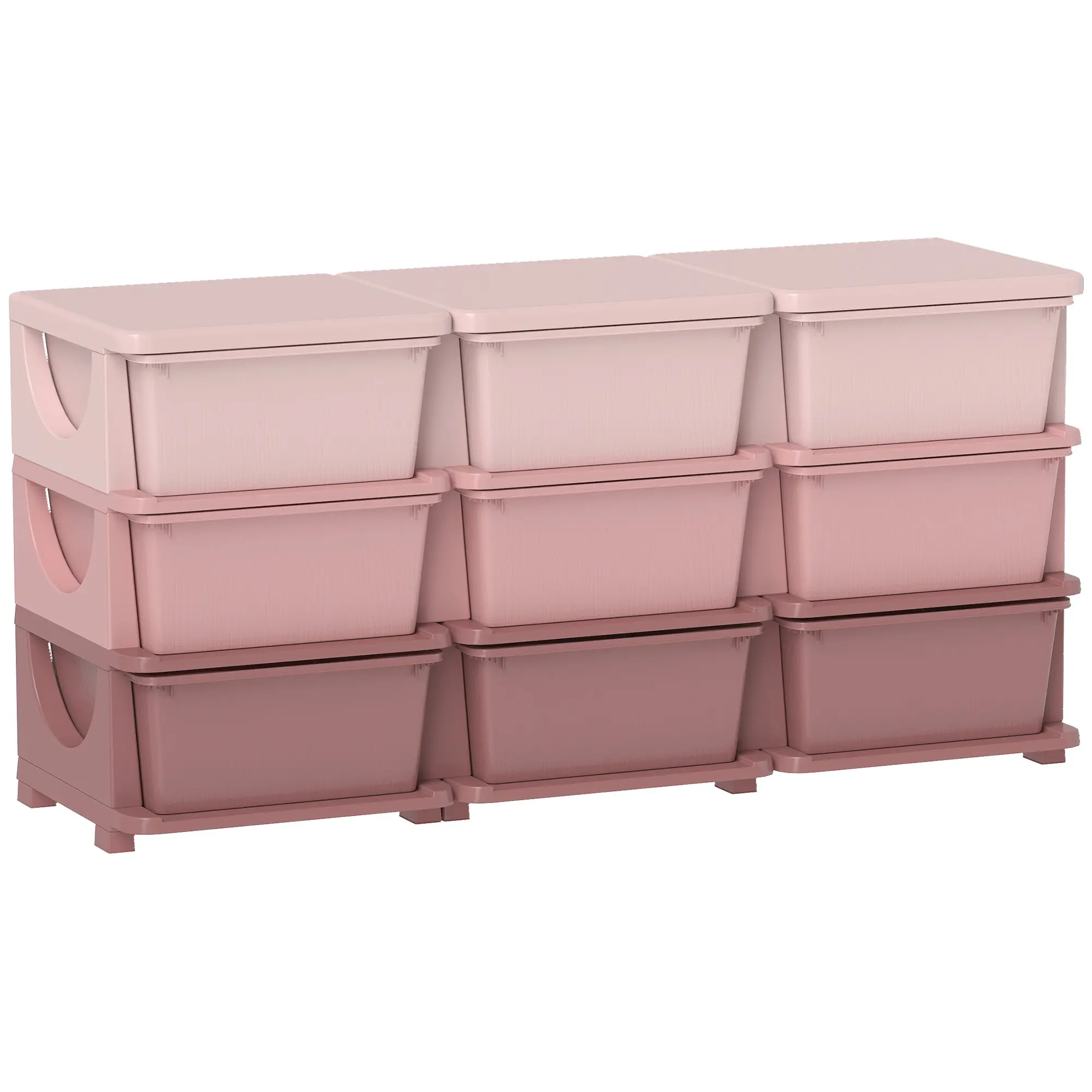 Kids Storage Unit with 9 Drawers 3-Tier Plastic Toy Organizer Fully Removable Drawer Bins Smooth Safe Round Edges Easy Clean Freestanding Storage Cabinet 22LB Per Tier Capacity for Bedroom Playroom