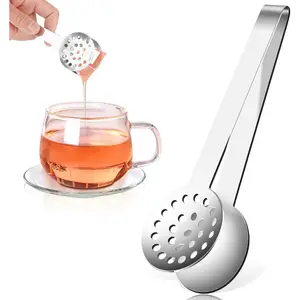 Stainless Steel Tea Bag Squeezer Tongs Durable Round Teabag Filter Strainer Gripper Picker Dispenser Accessories for Tea Drinkers