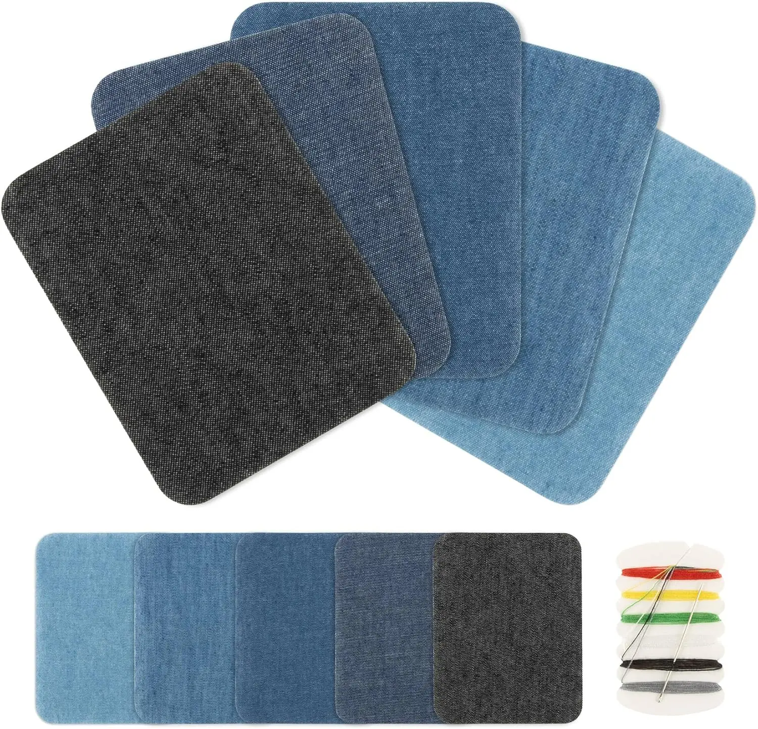 Iron on Patches for Clothing - 10 PCS Cotton Denim Patches for Jeans, 3.8 x 4.9, Iron on Repair and Decoration Kit for Clothes, Denim Patch for Ripped Clothing, Jeans DIY, 5 Elegant Colors