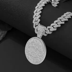 Diamond Crab Pendant Iced Out Cuban Necklace - Full Bling Rhinestone Hip Hop Chain - Silver Tone Luxury Streetwear Jewelry