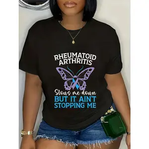Women's Rheumatoid Arthritis Awareness Crew Neck T-Shirt 100% Cotton Fashion Printed Top