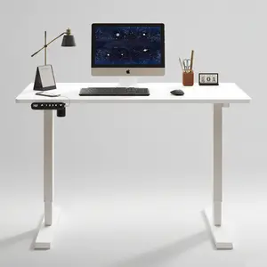 55 Inch White Desktop Sit Stand Desk (Home Office, Study & Gaming Ergonomic Electric Adjustable Height Desk) - 27"To 45"Height, 4 Memory Presets & 20W Fast Charging