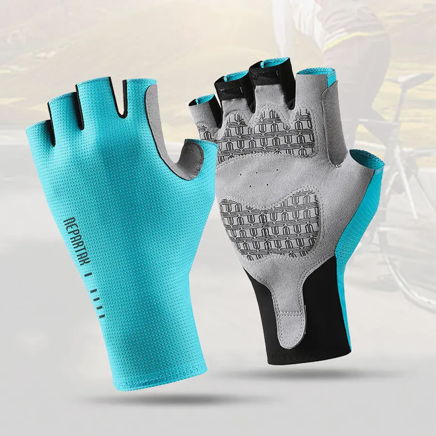Breathable Mesh Half Finger Cycling Gloves, Shock Absorbing Padded Road Bike Gloves