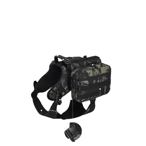Large Dog Tactical Chest Harness + Two Self Backpacks, Detachable Design, Adjustable Dog Back Strap, Reflective Straps, Outdoor Sports Accessories, Reflective Strip Harness
