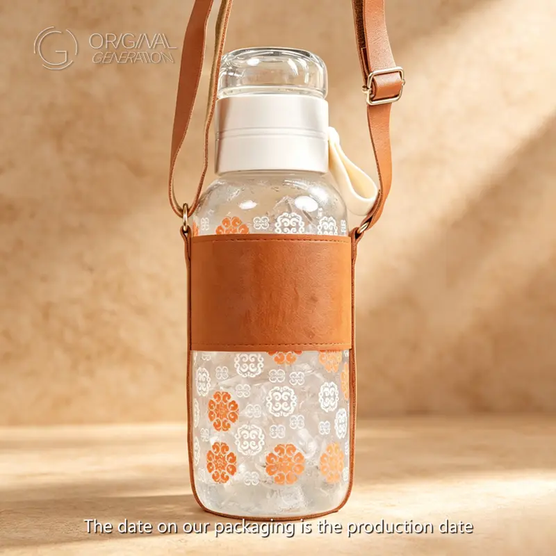 Limited Edition Color-Changing Glass Sport Bottle, 800ml/27oz High-Quality Portable Unisex Drinkware with Strainer, Fruit Infusion, Heat-Safe for Warm Drinks, Tea Separation, Bottle Sleeve